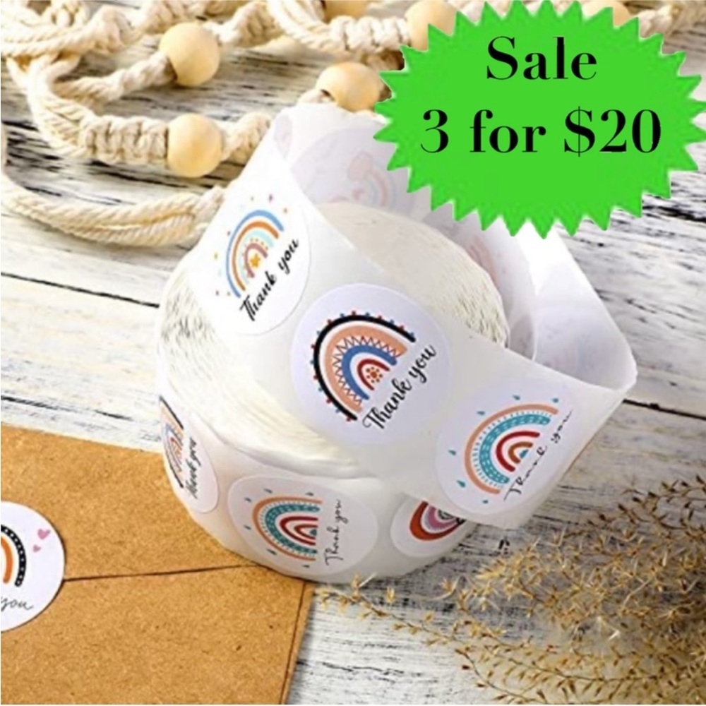 50 Thank You Stickers 1.5” seals rainbow labels envelope customer packaging NEW - Picture 2 of 9